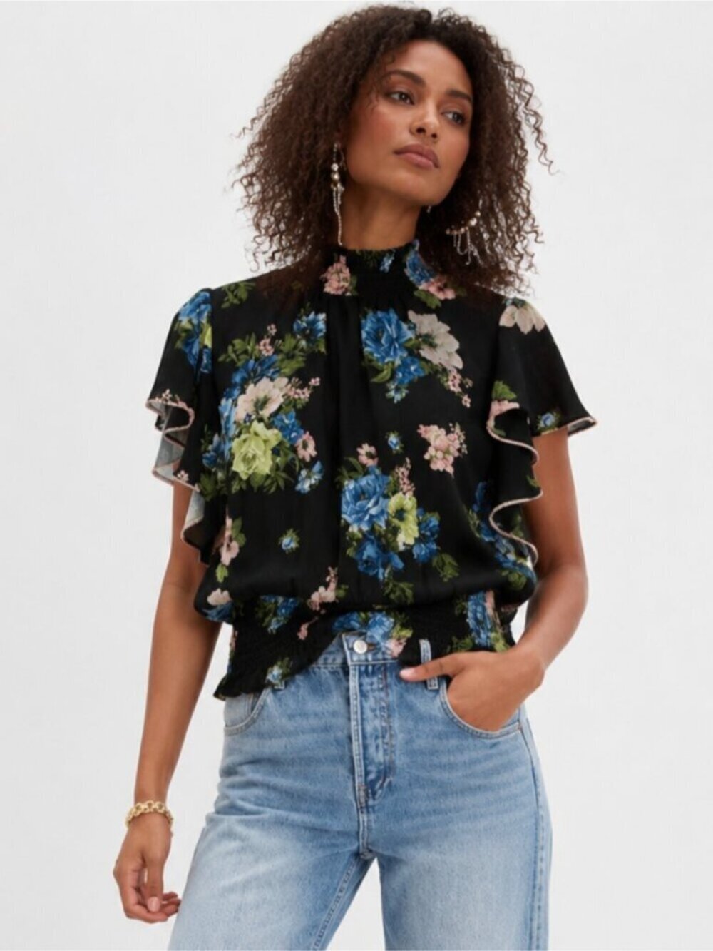 Shinestar Flutter Sleeve Blouse - Picture 2 of 8